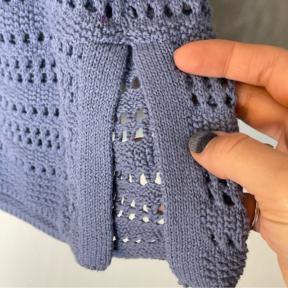 ANDREA JOVINE Periwinkle 3/4 Sleeve Scoop Neck Knit Sweater Size Medium - Picture 5 of 8